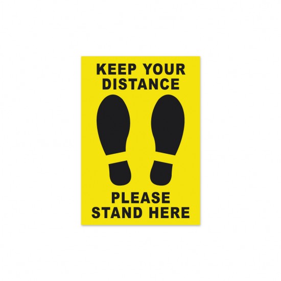Covid-19 Floor Sticker Keep Your Distance A5 Yellow 3pcs